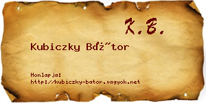 Kubiczky Bátor névjegykártya